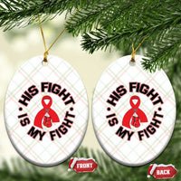 HIV Warrior His Fight Is My Fight Ceramic Ornament Red Ribbon Boxing Gift - Wonder Print Shop