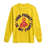 HIV Warrior His Fight Is My Fight Long Sleeve Shirt Red Ribbon Boxing Gift - Wonder Print Shop