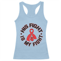 HIV Warrior His Fight Is My Fight Racerback Tank Top Red Ribbon Boxing Gift - Wonder Print Shop