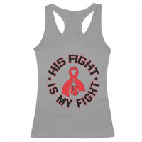 HIV Warrior His Fight Is My Fight Racerback Tank Top Red Ribbon Boxing Gift - Wonder Print Shop