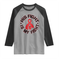 HIV Warrior His Fight Is My Fight Raglan Shirt Red Ribbon Boxing Gift - Wonder Print Shop