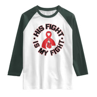HIV Warrior His Fight Is My Fight Raglan Shirt Red Ribbon Boxing Gift - Wonder Print Shop
