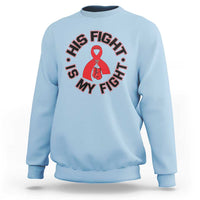 HIV Warrior His Fight Is My Fight Sweatshirt Red Ribbon Boxing Gift - Wonder Print Shop