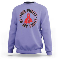 HIV Warrior His Fight Is My Fight Sweatshirt Red Ribbon Boxing Gift - Wonder Print Shop