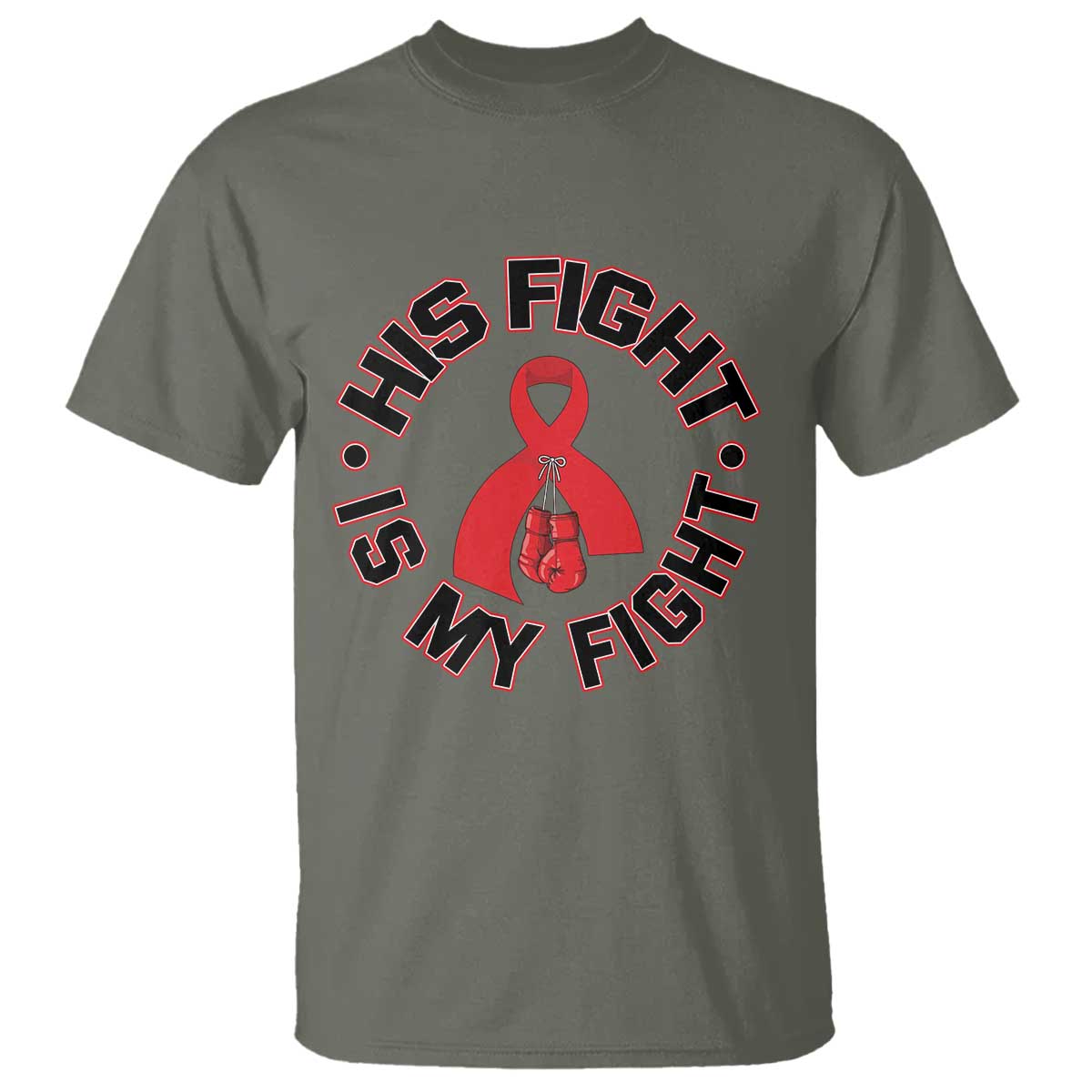 HIV Warrior His Fight Is My Fight T Shirt Red Ribbon Boxing Gift - Wonder Print Shop
