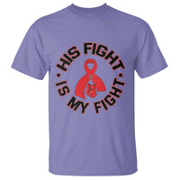 HIV Warrior His Fight Is My Fight T Shirt Red Ribbon Boxing Gift - Wonder Print Shop
