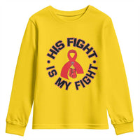 HIV Warrior His Fight Is My Fight Youth Sweatshirt Red Ribbon Boxing Gift - Wonder Print Shop