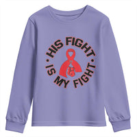 HIV Warrior His Fight Is My Fight Youth Sweatshirt Red Ribbon Boxing Gift - Wonder Print Shop