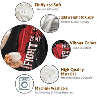 His Fight Is My Fight Throw Blanket Red Ribbon HIV Awareness Boxing Gift - Wonder Print Shop
