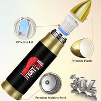 His Fight Is My Fight Bullet Tumbler Red Ribbon HIV Awareness Boxing Gift - Wonder Print Shop