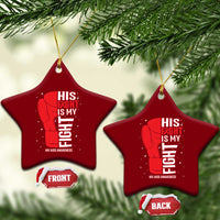 His Fight Is My Fight Ceramic Ornament Red Ribbon HIV Awareness Boxing Gift - Wonder Print Shop