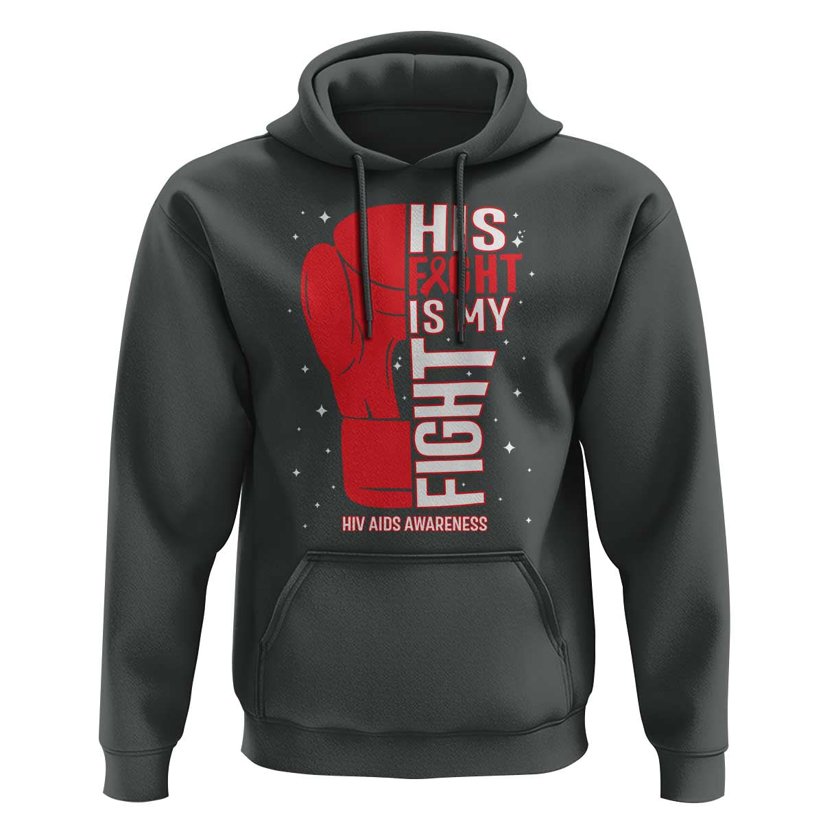 His Fight Is My Fight Hoodie Red Ribbon HIV Awareness Boxing Gift - Wonder Print Shop