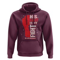 His Fight Is My Fight Hoodie Red Ribbon HIV Awareness Boxing Gift - Wonder Print Shop
