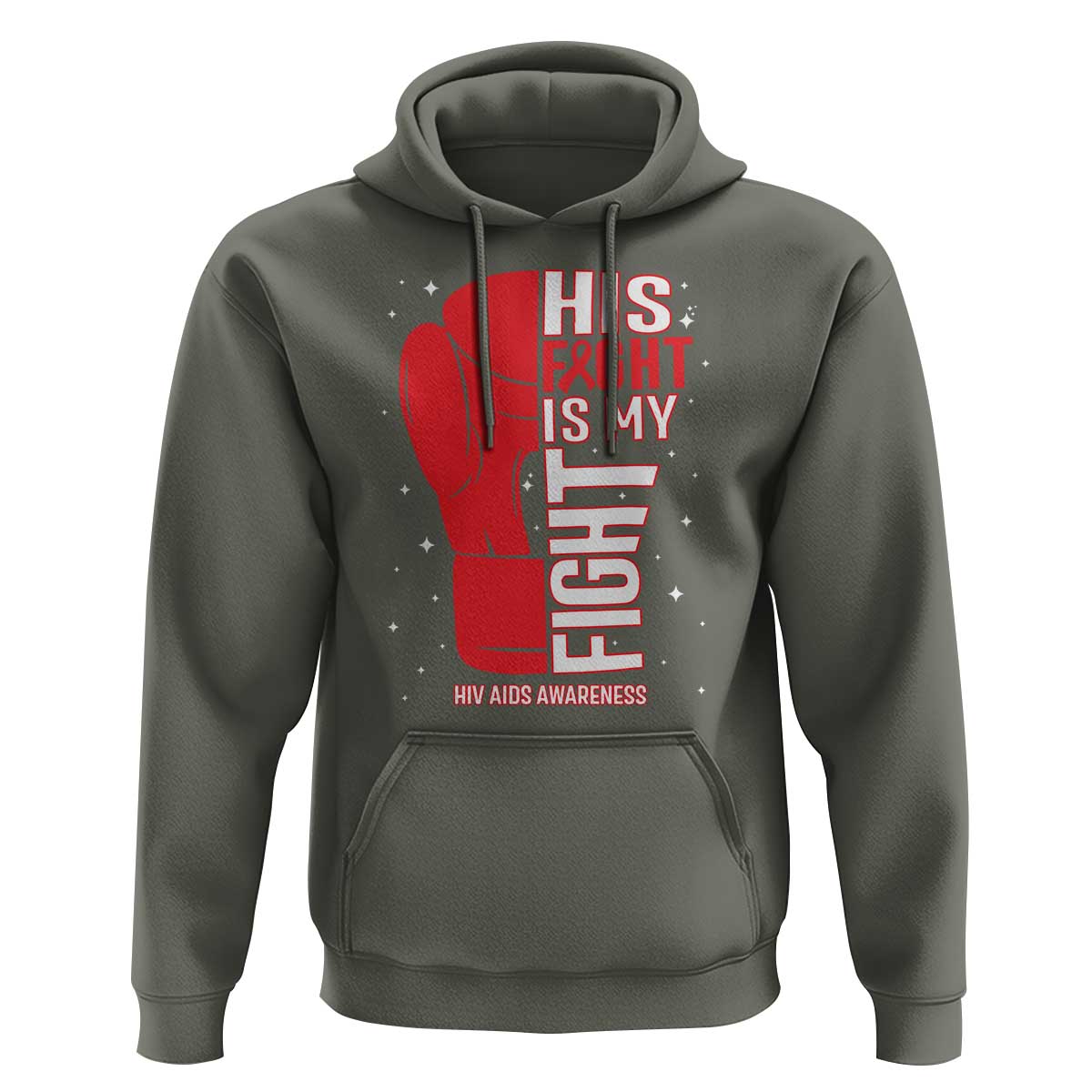 His Fight Is My Fight Hoodie Red Ribbon HIV Awareness Boxing Gift - Wonder Print Shop