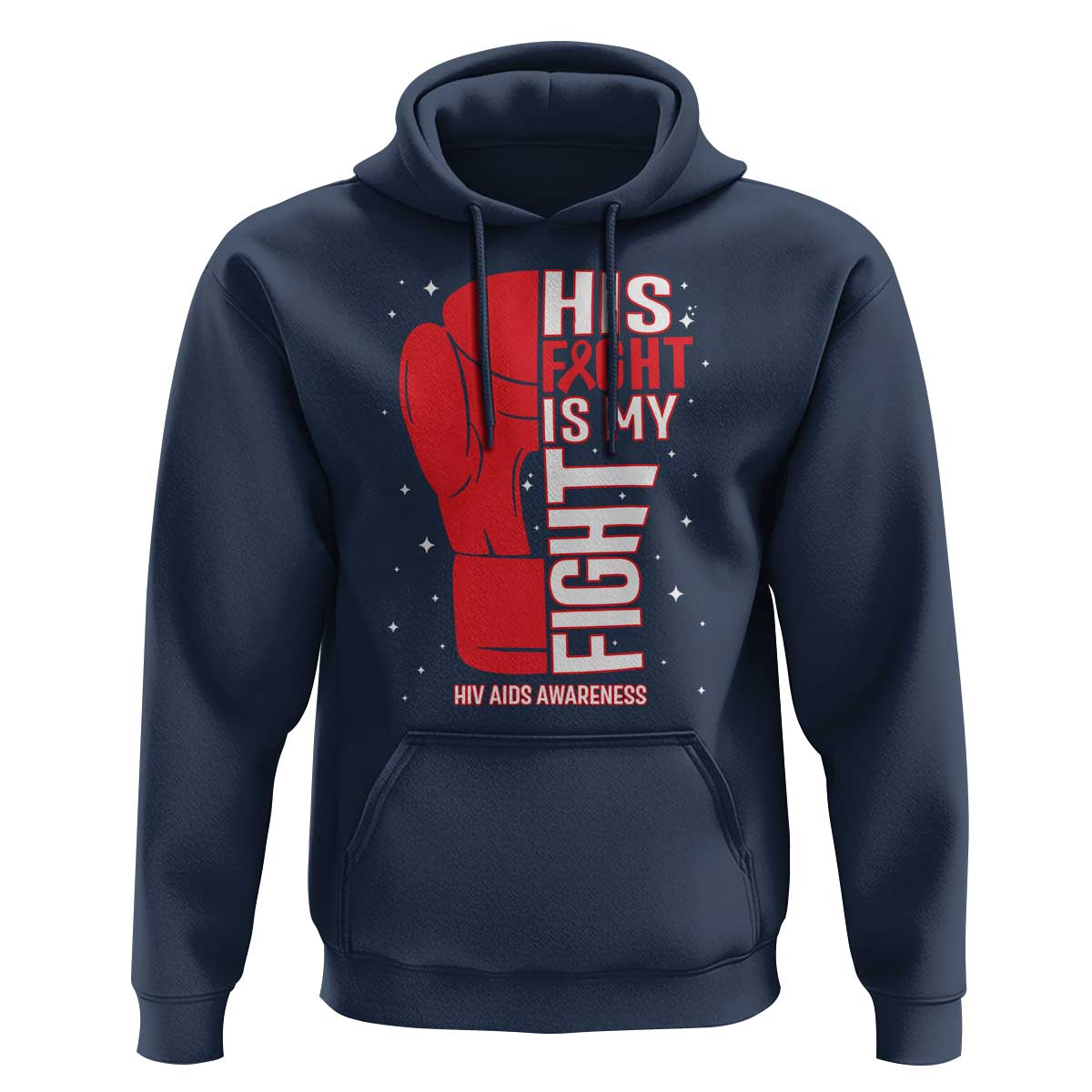 His Fight Is My Fight Hoodie Red Ribbon HIV Awareness Boxing Gift - Wonder Print Shop