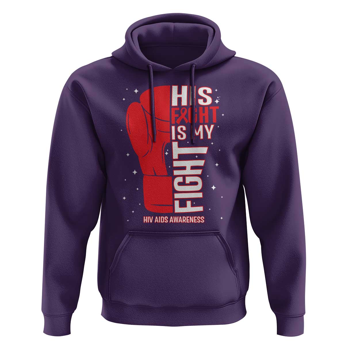 His Fight Is My Fight Hoodie Red Ribbon HIV Awareness Boxing Gift - Wonder Print Shop