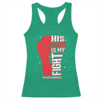 His Fight Is My Fight Racerback Tank Top Red Ribbon HIV Awareness Boxing Gift - Wonder Print Shop