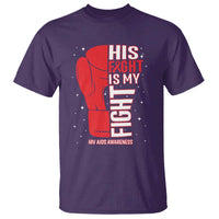 His Fight Is My Fight T Shirt Red Ribbon HIV Awareness Boxing Gift - Wonder Print Shop