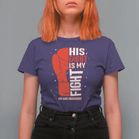 His Fight Is My Fight T Shirt For Women Red Ribbon HIV Awareness Boxing Gift - Wonder Print Shop