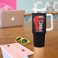 His Fight Is My Fight Tumbler With Handle Red Ribbon HIV Awareness Boxing Gift - Wonder Print Shop
