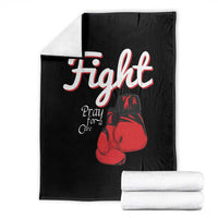 Fight Pray For A Cure Throw Blanket Red Ribbon HIV Awareness Boxing Gift - Wonder Print Shop