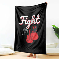 Fight Pray For A Cure Throw Blanket Red Ribbon HIV Awareness Boxing Gift - Wonder Print Shop