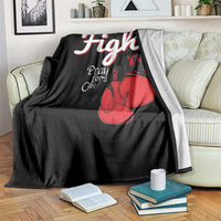 Fight Pray For A Cure Throw Blanket Red Ribbon HIV Awareness Boxing Gift - Wonder Print Shop