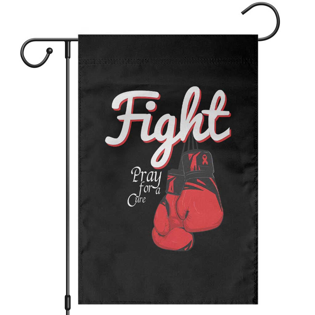 Fight Pray For A Cure Garden Flag Red Ribbon HIV Awareness Boxing Gift - Wonder Print Shop