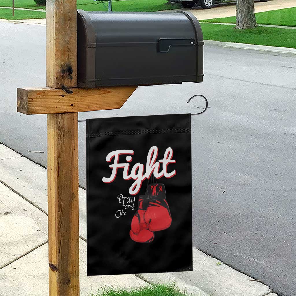 Fight Pray For A Cure Garden Flag Red Ribbon HIV Awareness Boxing Gift - Wonder Print Shop