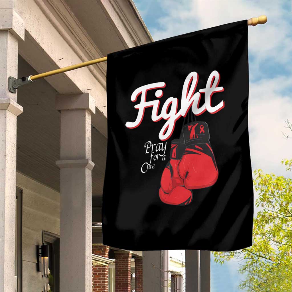 Fight Pray For A Cure Garden Flag Red Ribbon HIV Awareness Boxing Gift - Wonder Print Shop