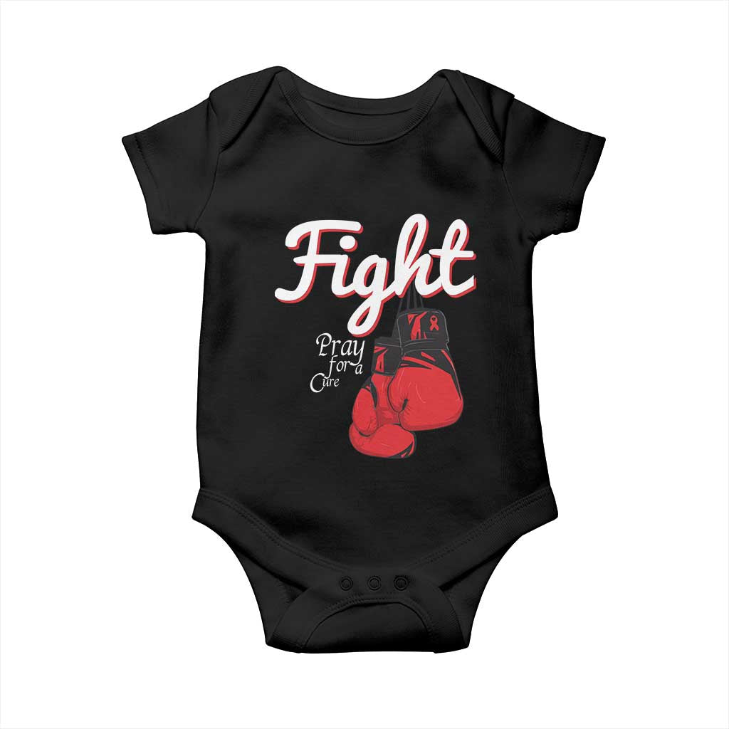 Fight Pray For A Cure Baby Onesie Red Ribbon HIV Awareness Boxing Gift - Wonder Print Shop