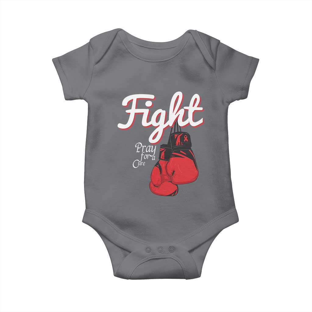 Fight Pray For A Cure Baby Onesie Red Ribbon HIV Awareness Boxing Gift - Wonder Print Shop