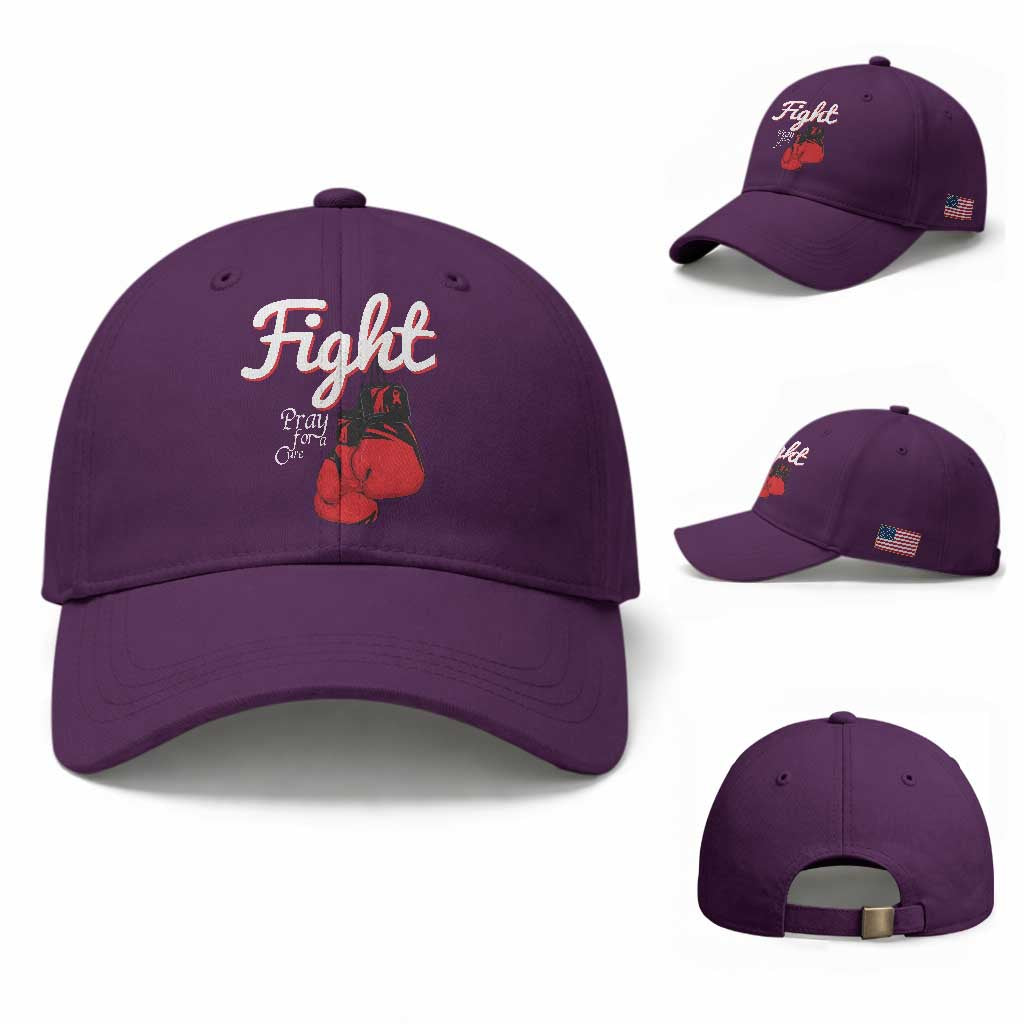 Fight Pray For A Cure Baseball Cap Red Ribbon HIV Awareness Boxing Gift