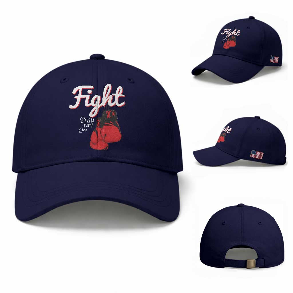 Fight Pray For A Cure Baseball Cap Red Ribbon HIV Awareness Boxing Gift