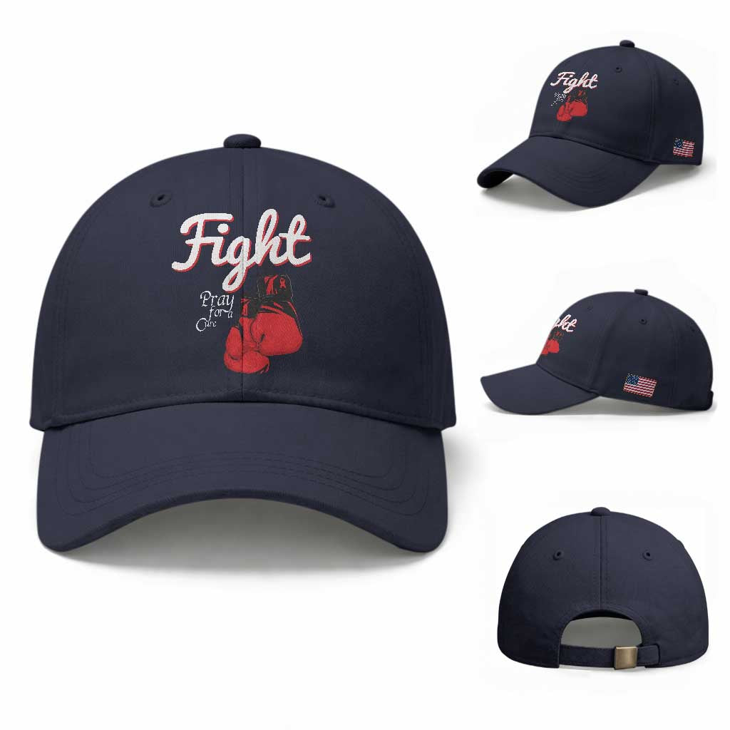 Fight Pray For A Cure Baseball Cap Red Ribbon HIV Awareness Boxing Gift