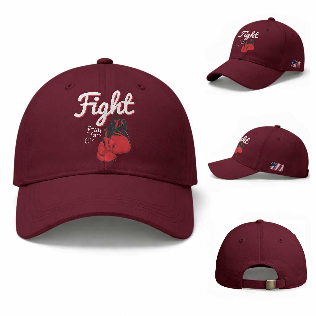 Fight Pray For A Cure Baseball Cap Red Ribbon HIV Awareness Boxing Gift
