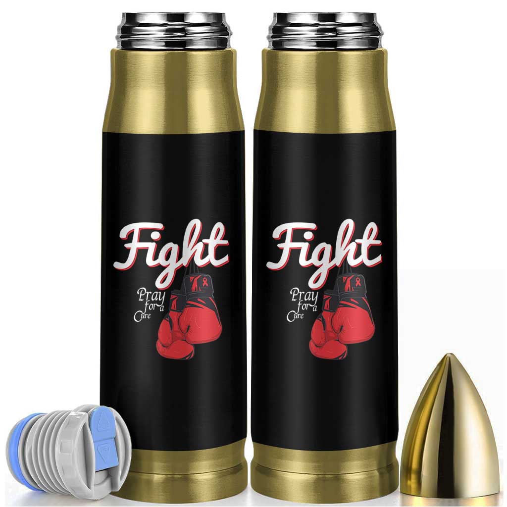 Fight Pray For A Cure Bullet Tumbler Red Ribbon HIV Awareness Boxing Gift - Wonder Print Shop