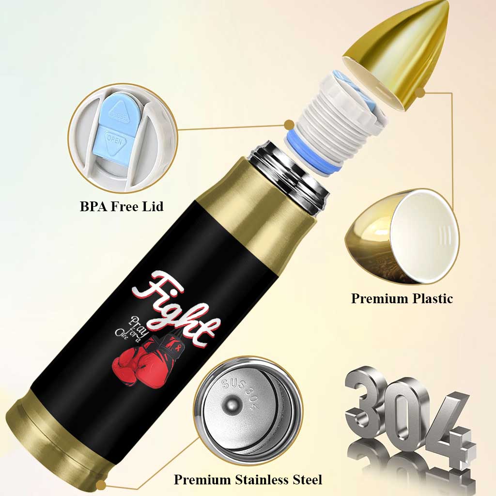 Fight Pray For A Cure Bullet Tumbler Red Ribbon HIV Awareness Boxing Gift - Wonder Print Shop