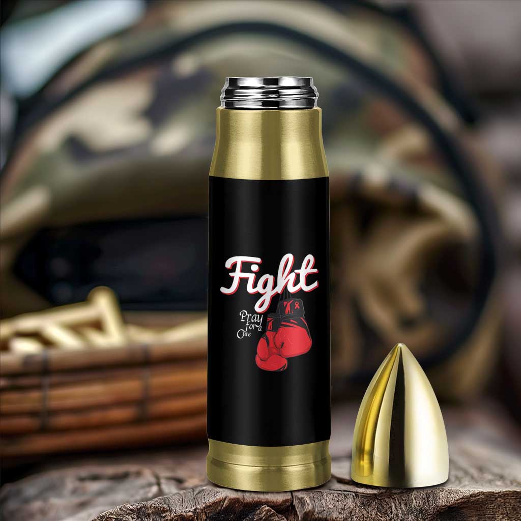 Fight Pray For A Cure Bullet Tumbler Red Ribbon HIV Awareness Boxing Gift - Wonder Print Shop
