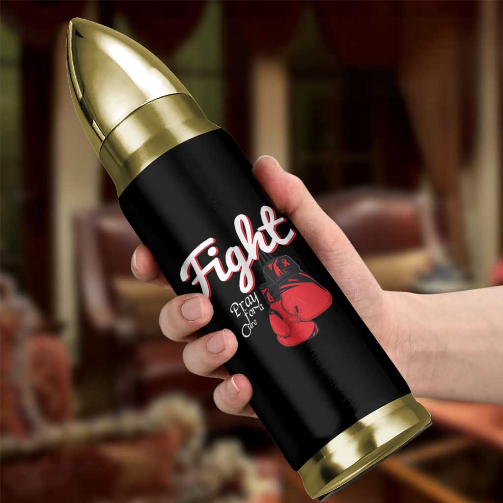 Fight Pray For A Cure Bullet Tumbler Red Ribbon HIV Awareness Boxing Gift - Wonder Print Shop