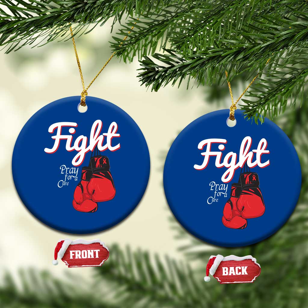Fight Pray For A Cure Ceramic Ornament Red Ribbon HIV Awareness Boxing Gift - Wonder Print Shop