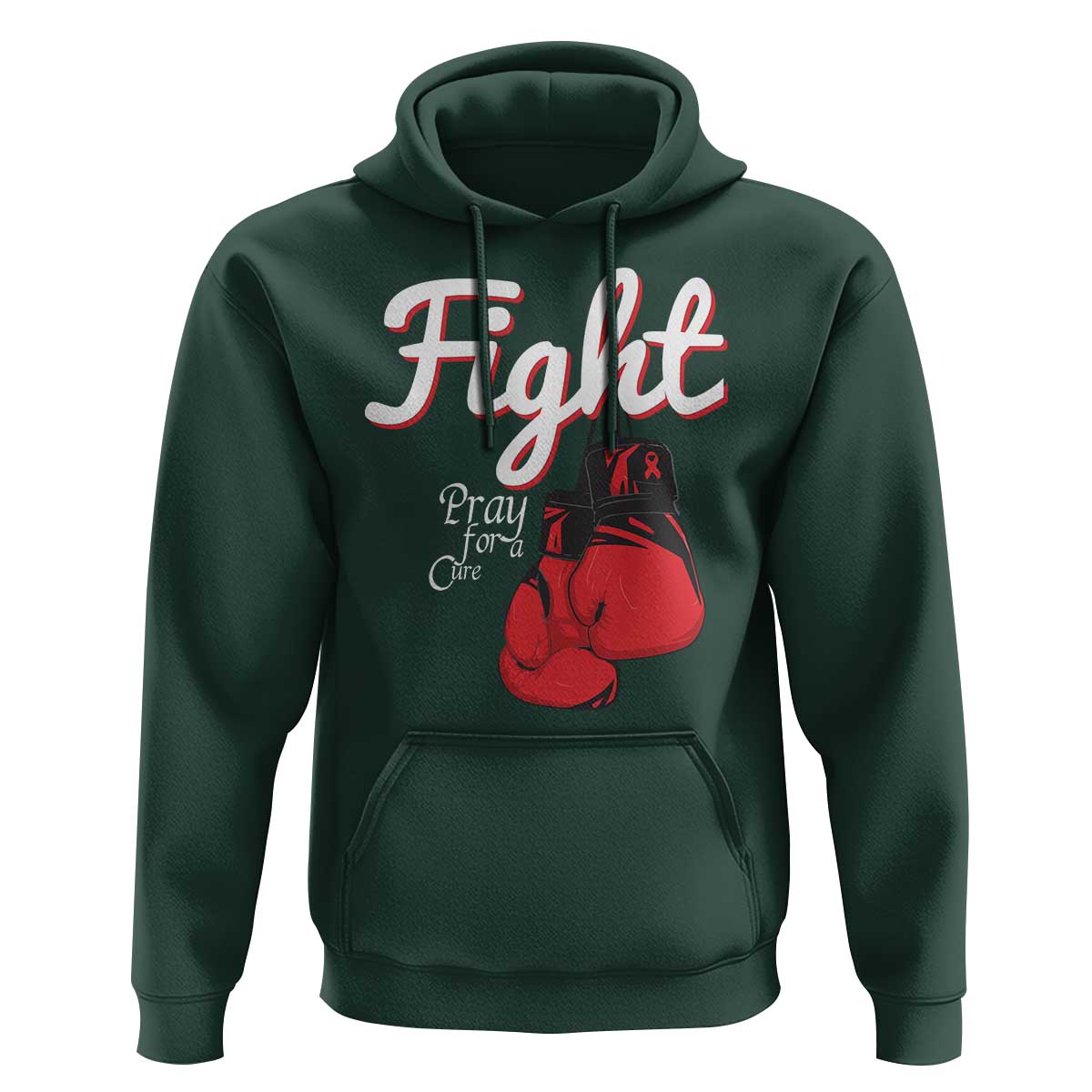 Fight Pray For A Cure Hoodie Red Ribbon HIV Awareness Boxing Gift - Wonder Print Shop