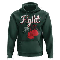 Fight Pray For A Cure Hoodie Red Ribbon HIV Awareness Boxing Gift - Wonder Print Shop