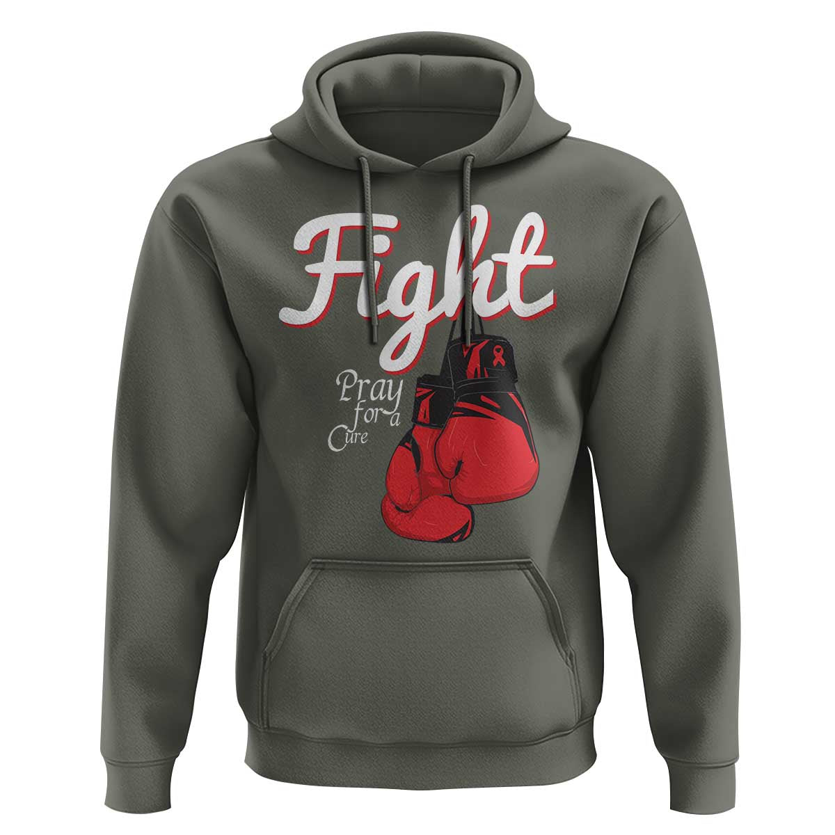 Fight Pray For A Cure Hoodie Red Ribbon HIV Awareness Boxing Gift - Wonder Print Shop