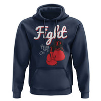 Fight Pray For A Cure Hoodie Red Ribbon HIV Awareness Boxing Gift - Wonder Print Shop