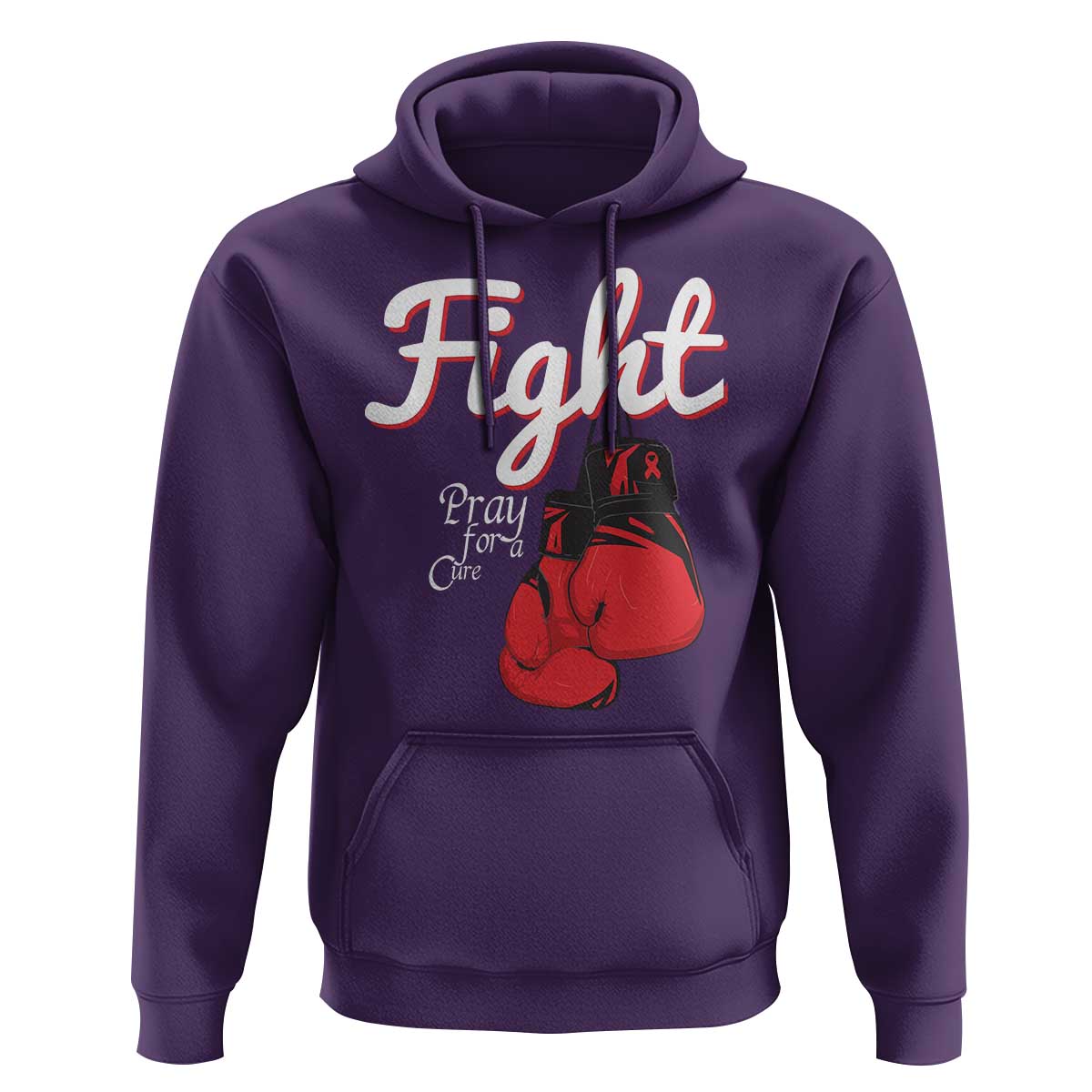 Fight Pray For A Cure Hoodie Red Ribbon HIV Awareness Boxing Gift - Wonder Print Shop