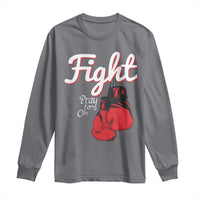 Fight Pray For A Cure Long Sleeve Shirt Red Ribbon HIV Awareness Boxing Gift - Wonder Print Shop