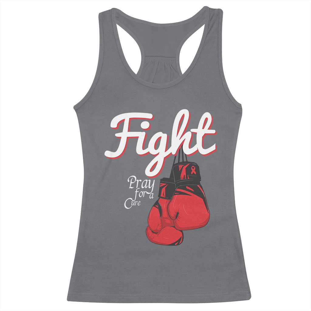 Fight Pray For A Cure Racerback Tank Top Red Ribbon HIV Awareness Boxing Gift - Wonder Print Shop