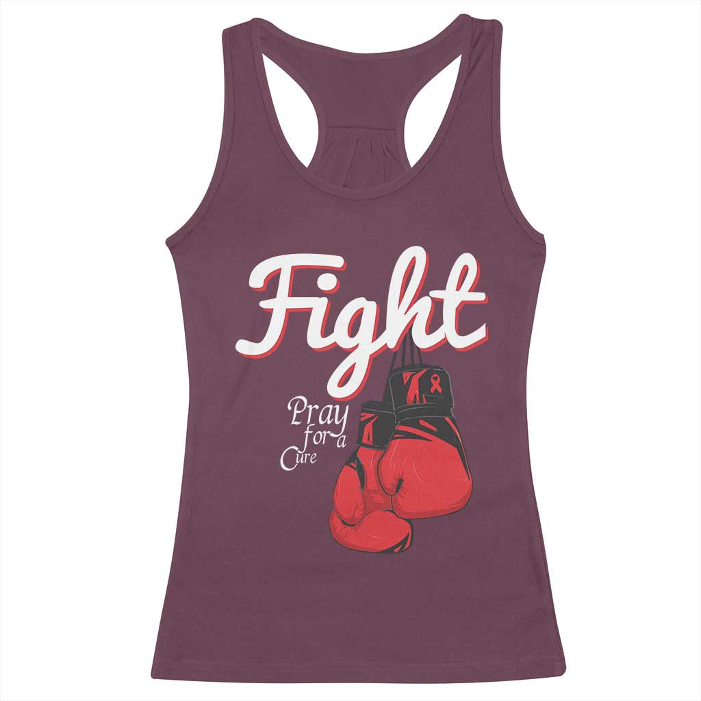 Fight Pray For A Cure Racerback Tank Top Red Ribbon HIV Awareness Boxing Gift - Wonder Print Shop