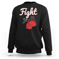 Fight Pray For A Cure Sweatshirt Red Ribbon HIV Awareness Boxing Gift - Wonder Print Shop